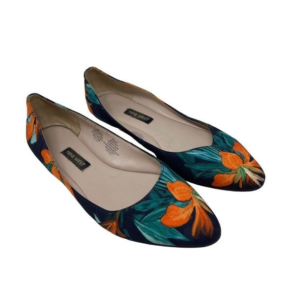 Nine West Speakup Floral Pattern Flats Women's 6 Slip On Textile Uppers - Picture 1 of 7